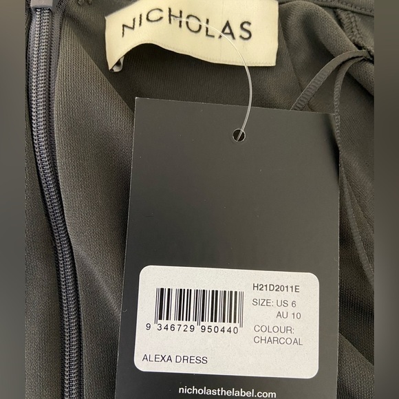 NWT Nicholas Alexa Midi Dress in Charcoal size 6 cutout contemporary - Picture 6 of 7